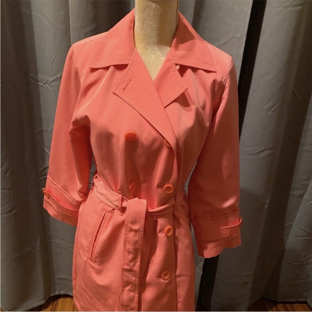 Women's Coral Trench Coat with Belt
